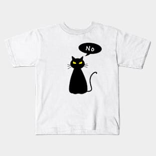 Black Cat Say NO Kids T-Shirt